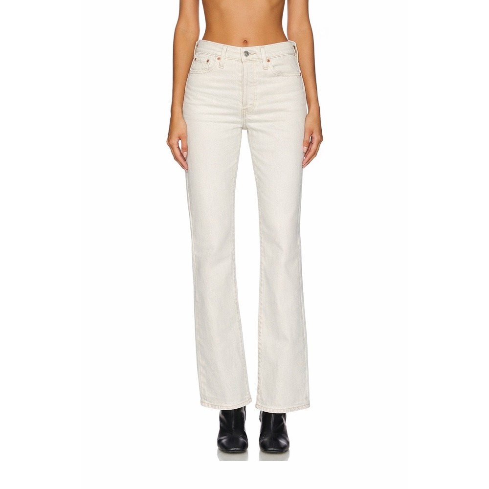 Levi's Jeans Wedgie Bootcut High Rise Stretch Ecru White 31 Boho Minimalist